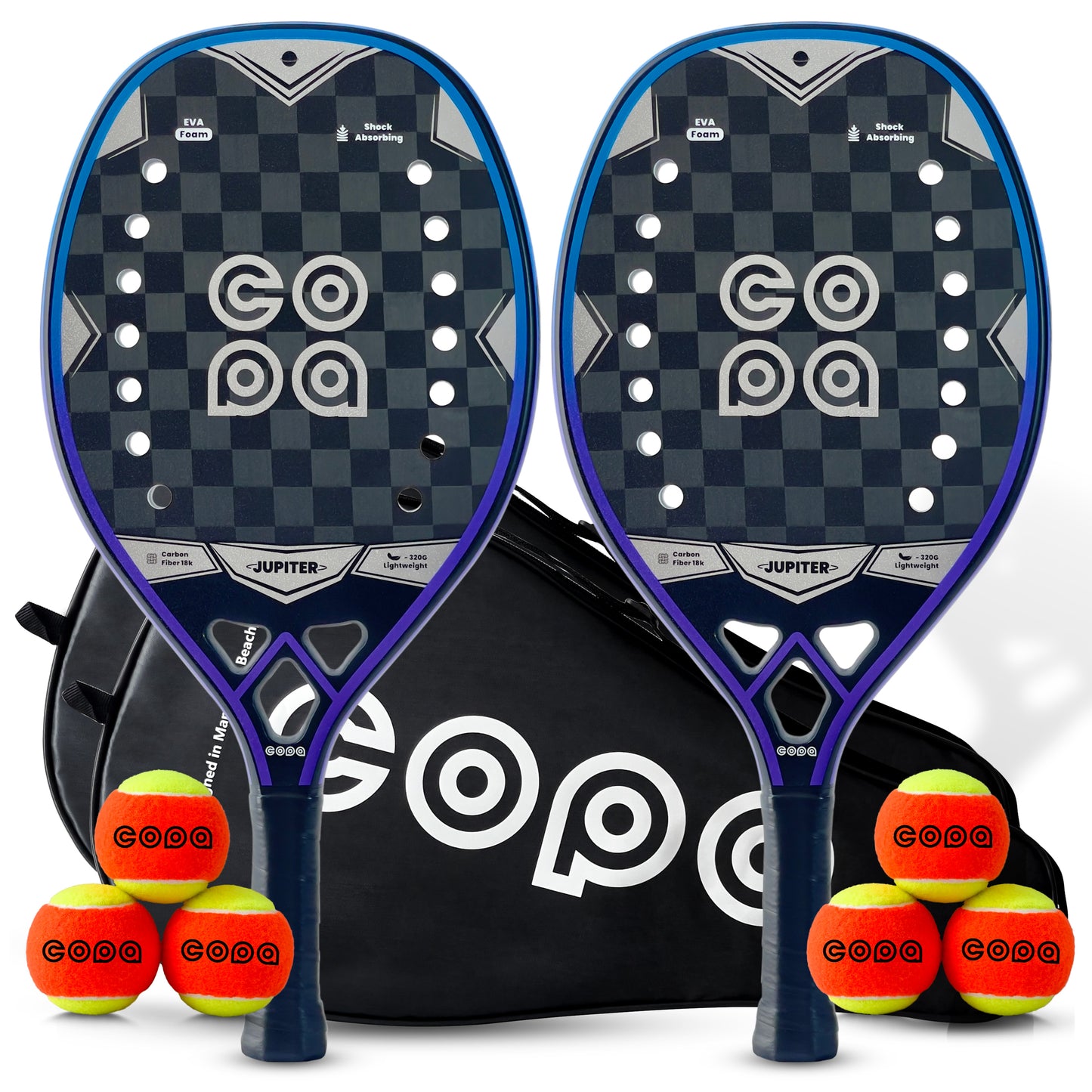 2 Pack Jupiter 18K Carbon Fiber Beach Tennis Racket