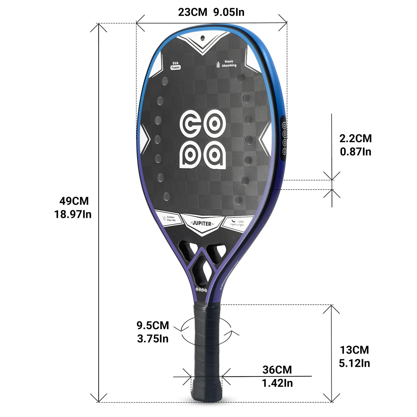 Jupiter 18K Carbon Fiber Beach Tennis Racket